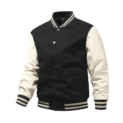 contrasted color mens knitted casual bomber jacket autumn spring light baseball jacket windbreaker