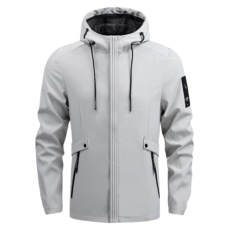 solid color mens hooded spring jacket casual sport autumn windbreaker