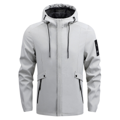 solid color mens hooded spring jacket casual sport autumn windbreaker