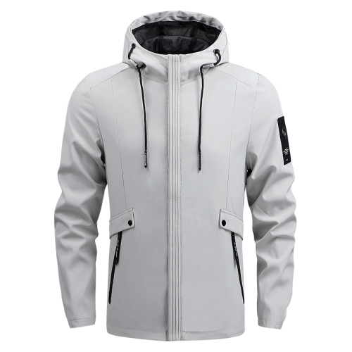 solid color mens hooded spring jacket casual sport autumn windbreaker