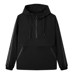 half zipper hooded mens anorak jacket younger teenager sport casual autumn spring light jacket windbreaker
