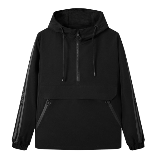 half zipper hooded mens anorak jacket younger teenager sport casual autumn spring light jacket windbreaker