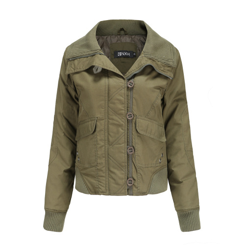 cotton fabric quilted lining women washing puffer jacket big pocket woman fashion coat