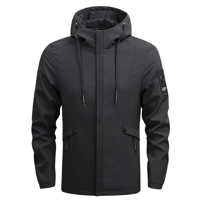 solid color mens hooded spring jacket casual sport autumn windbreaker