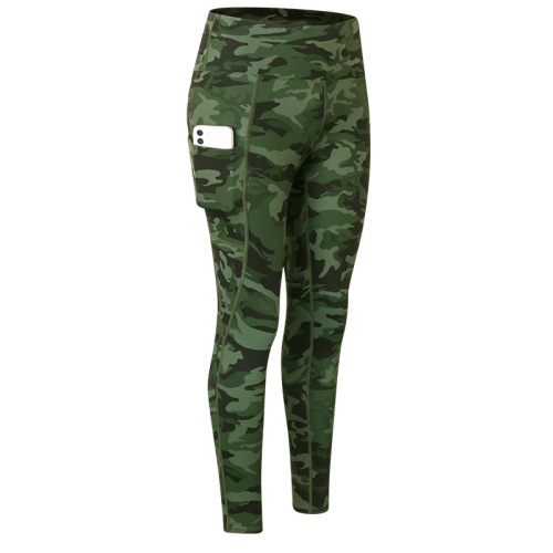 comouflage full printed yoga gym leggings with phone pocket women sport tight yoga pants