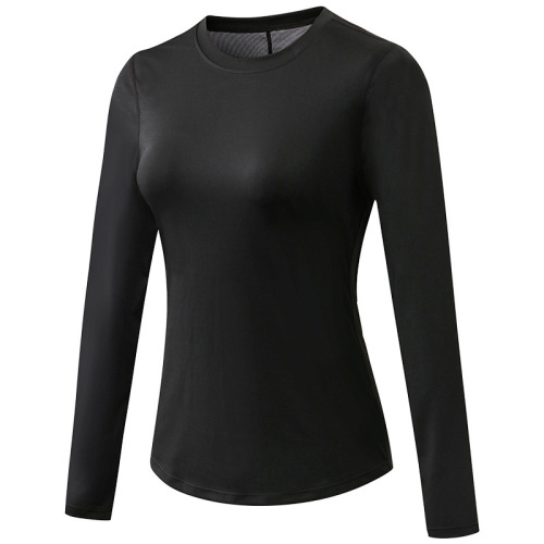 mesh patchwork round collar yoga tshirt long sleeve autumn sport running tee tops wear