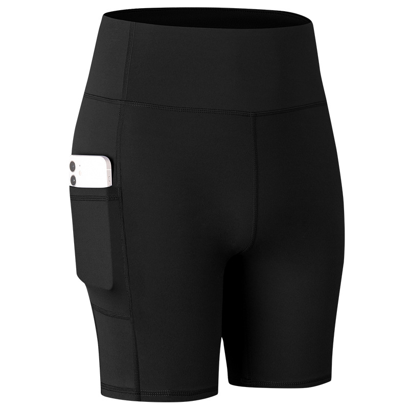 solid color yoga shorts with phone pockets gym sport shorts