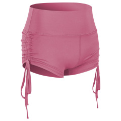 tunnel string tie up yoga shorts high waist butt lift gym sport short