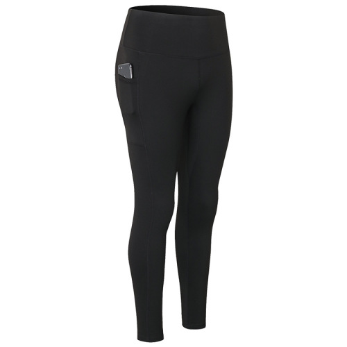 solid yoga nylon peached yoga gym leggings with phone pocket women sport tight yoga pants