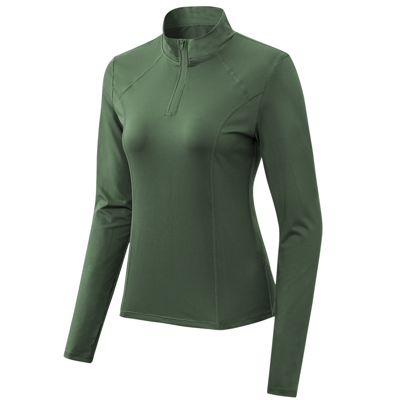 1/4 zipper stand collar yoga tshirt long sleeve sport running tops wear