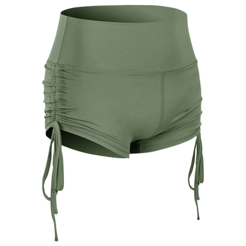 tunnel string tie up yoga shorts high waist butt lift gym sport short