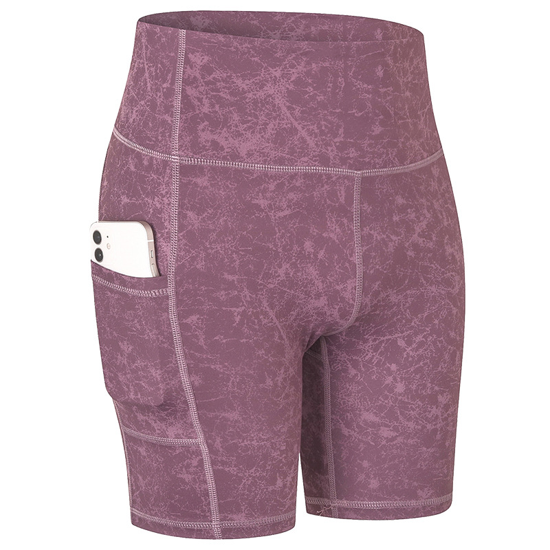 leopard full printed yoga shorts with phone pockets gym sport shorts