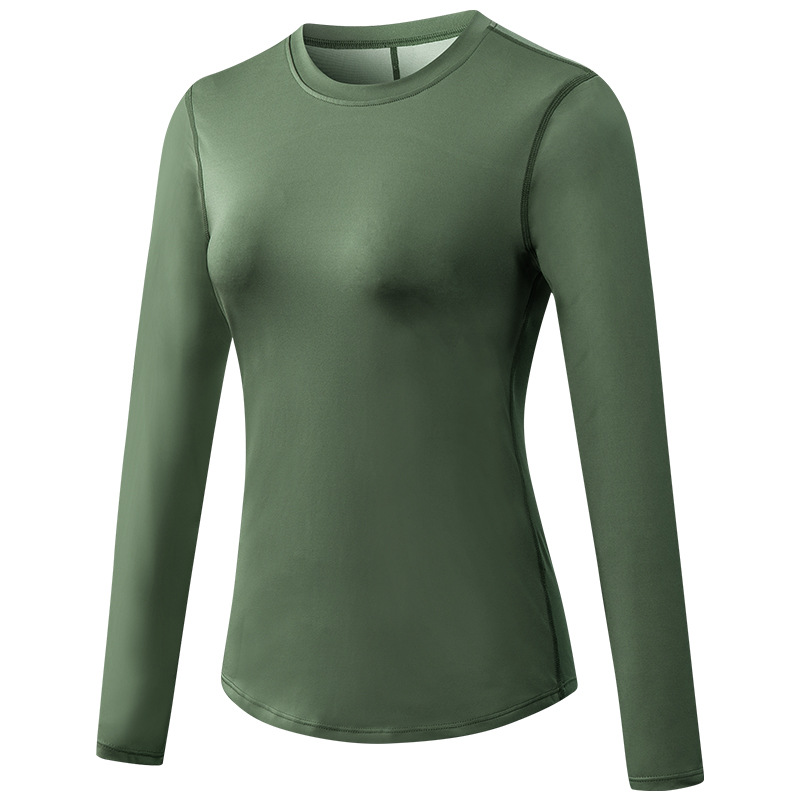 mesh patchwork round collar yoga tshirt long sleeve autumn sport running tee tops wear