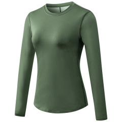 mesh patchwork round collar yoga tshirt long sleeve autumn sport running tee tops wear