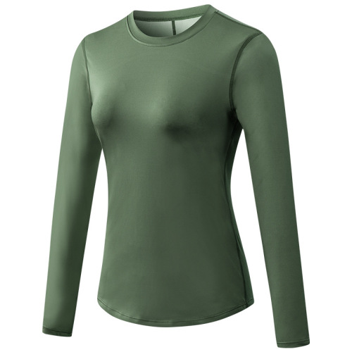 mesh patchwork round collar yoga tshirt long sleeve autumn sport running tee tops wear