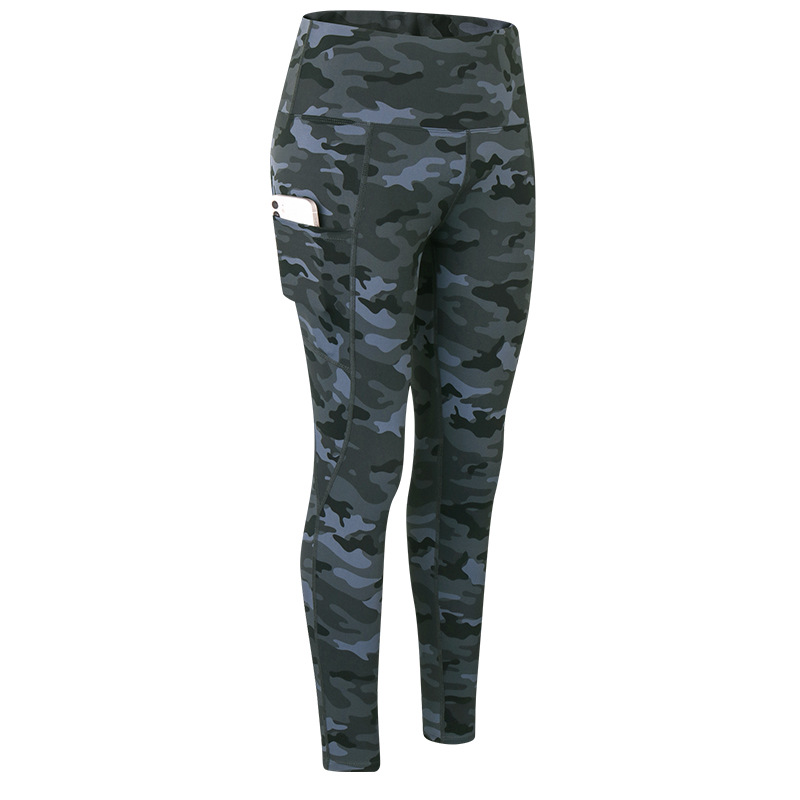 comouflage full printed yoga gym leggings with phone pocket women sport tight yoga pants