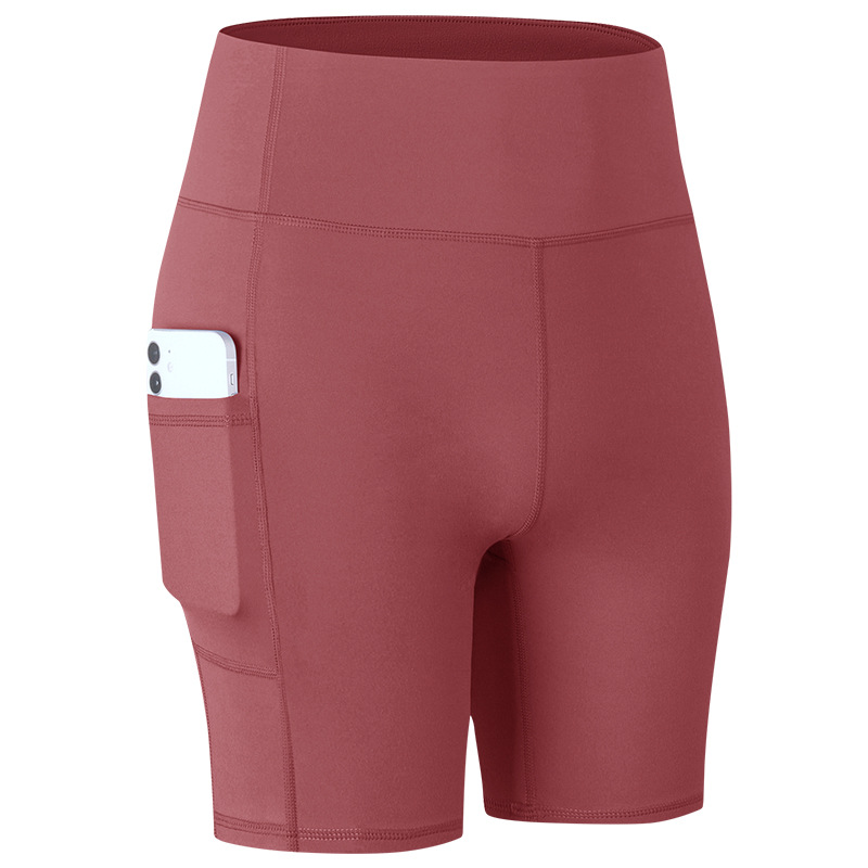 solid color yoga shorts with phone pockets gym sport shorts