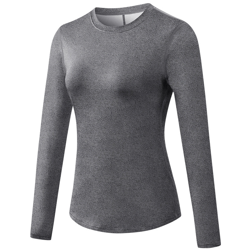 mesh patchwork round collar yoga tshirt long sleeve autumn sport running tee tops wear