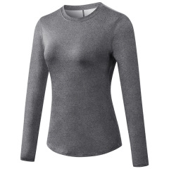 mesh patchwork round collar yoga tshirt long sleeve autumn sport running tee tops wear