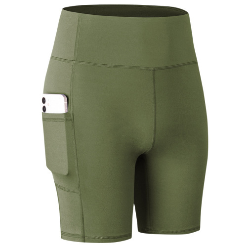 solid color yoga shorts with phone pockets gym sport shorts
