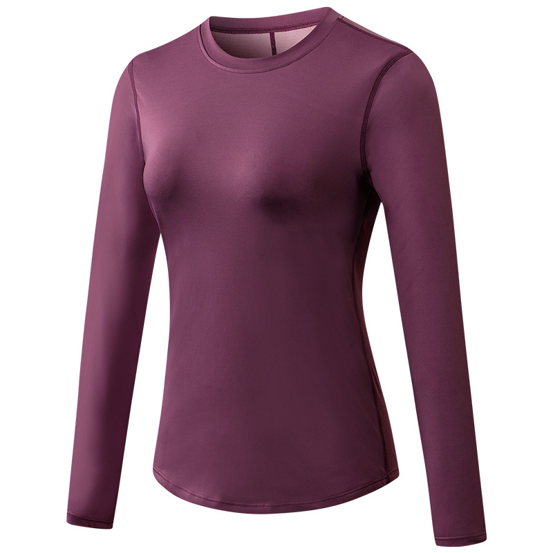 mesh patchwork round collar yoga tshirt long sleeve autumn sport running tee tops wear