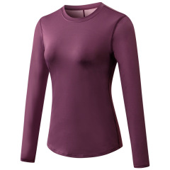 mesh patchwork round collar yoga tshirt long sleeve autumn sport running tee tops wear