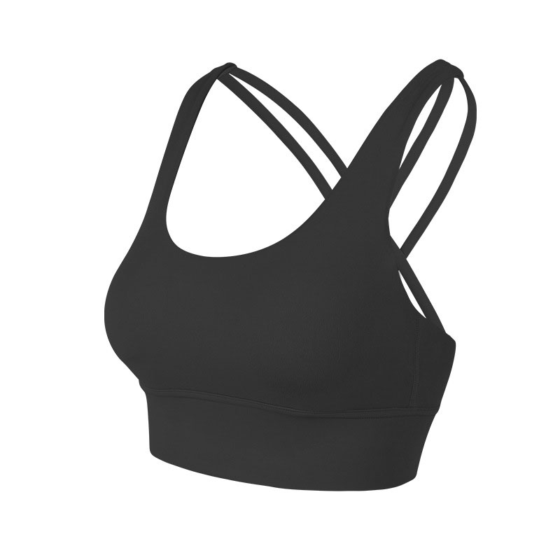 back strip criss cross yoga bra top with detachable cup padding