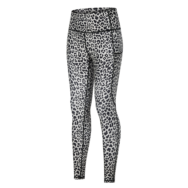 digital print leopard high waisted yoga leggings with side phone pocket