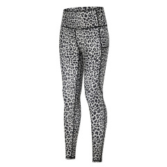 digital print leopard high waisted yoga leggings with side phone pocket