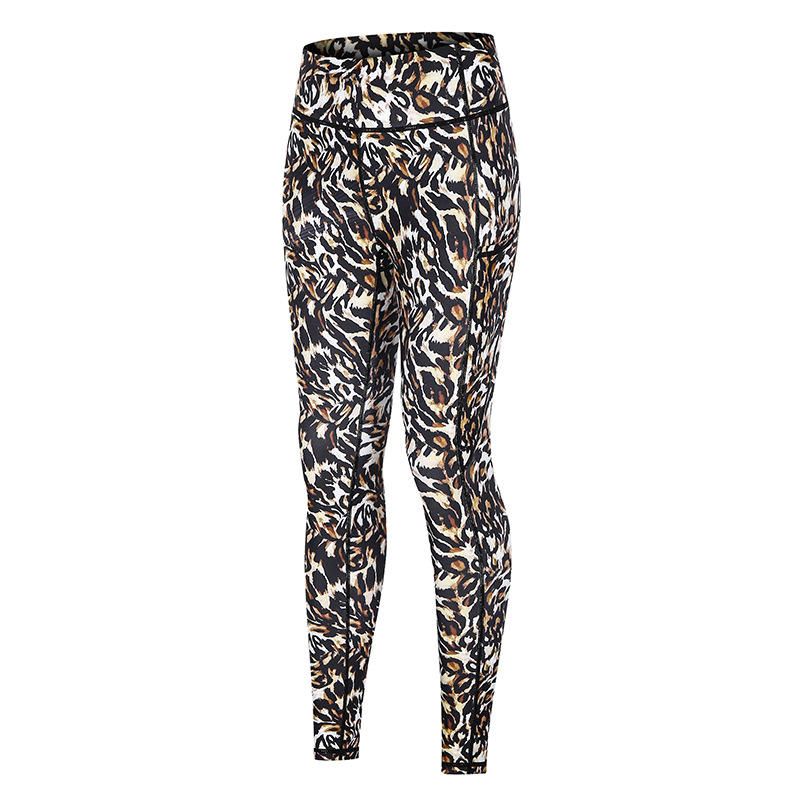 digital print leopard high waisted yoga leggings with side phone pocket