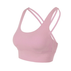 back strip criss cross yoga bra top with detachable cup padding