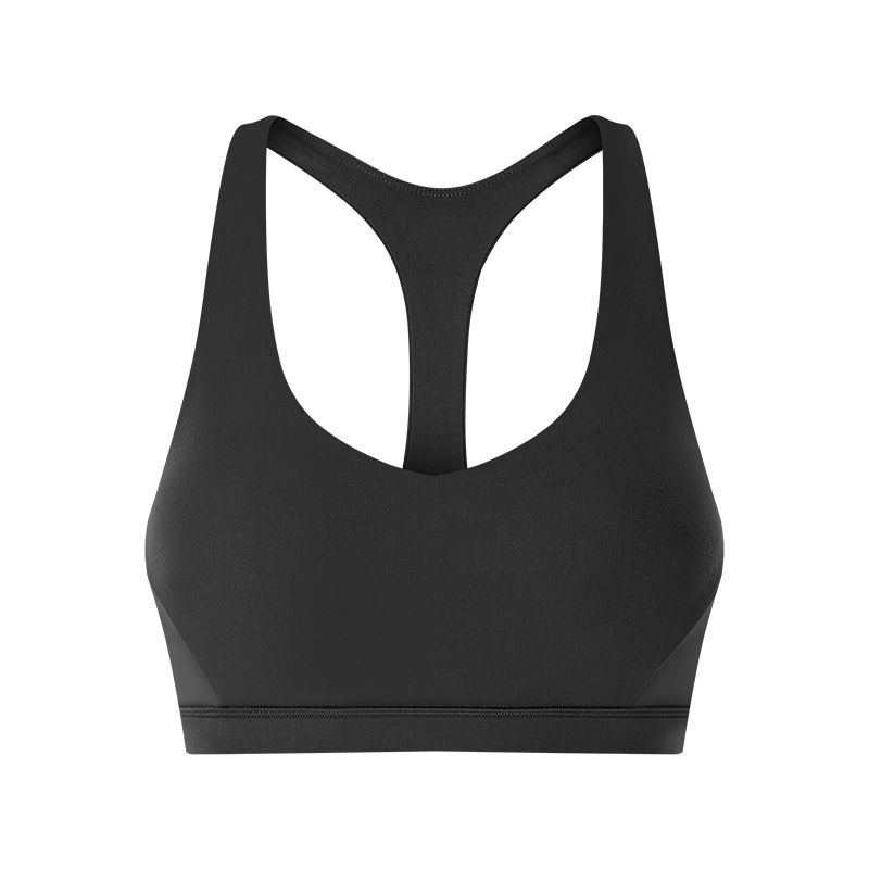 solid color racerback yoga bra top with detachable cup padding