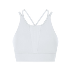 breathable mesh patchwork women gym sport bra top cross back yoga bra
