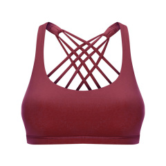 pure color criss cross back women high sport yoga gym bra tops with detachable cup padding