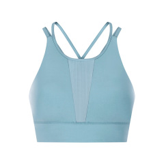 breathable mesh patchwork women gym sport bra top cross back yoga bra