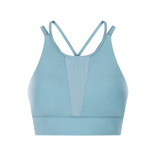 breathable mesh patchwork women gym sport bra top cross back yoga bra