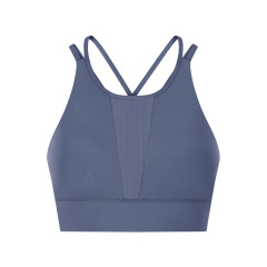 breathable mesh patchwork women gym sport bra top cross back yoga bra