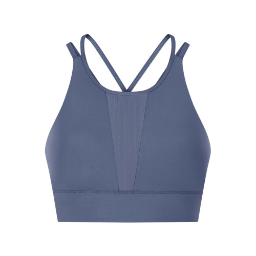 breathable mesh patchwork women gym sport bra top cross back yoga bra