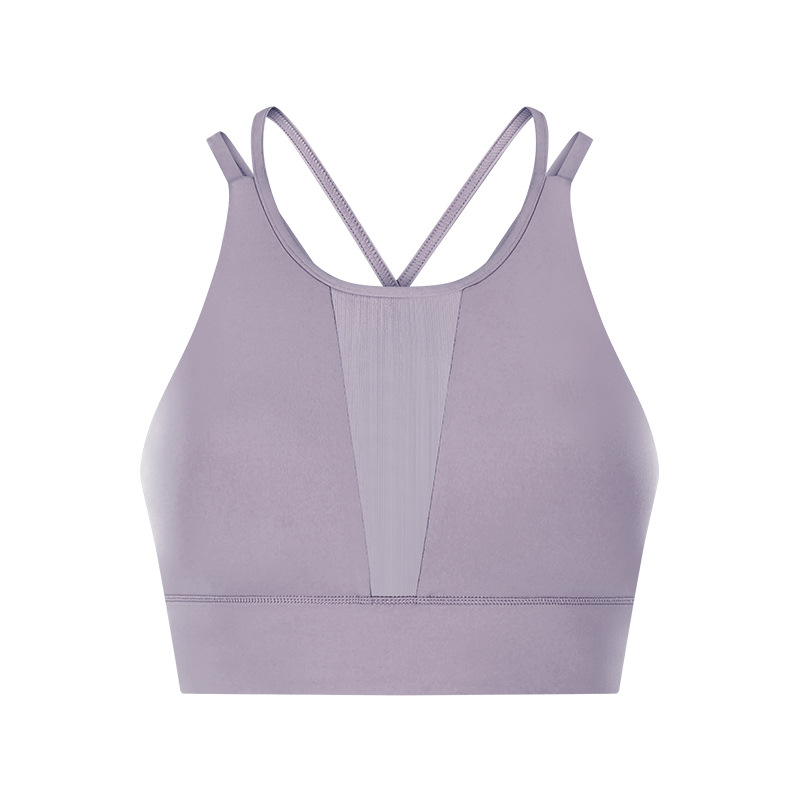 breathable mesh patchwork women gym sport bra top cross back yoga bra