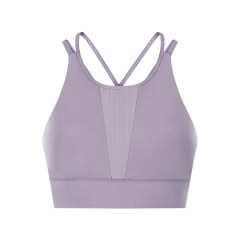 breathable mesh patchwork women gym sport bra top cross back yoga bra