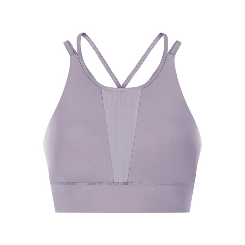 breathable mesh patchwork women gym sport bra top cross back yoga bra