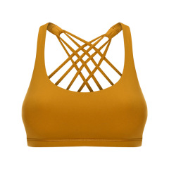 pure color criss cross back women high sport yoga gym bra tops with detachable cup padding