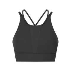 breathable mesh patchwork women gym sport bra top cross back yoga bra