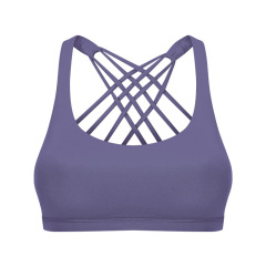 pure color criss cross back women high sport yoga gym bra tops with detachable cup padding