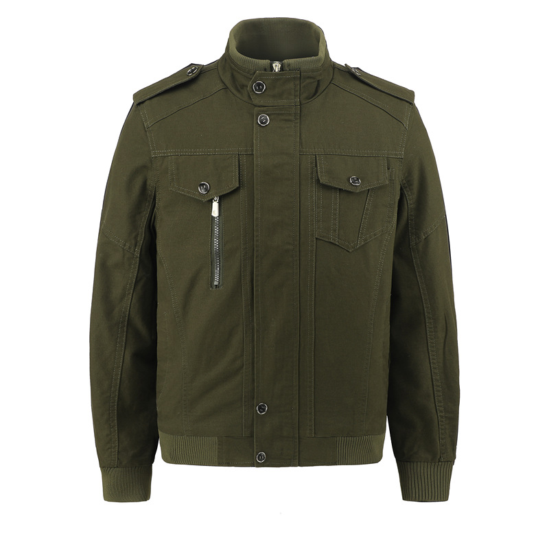 full cotton garment washing cargo jacket full zipper up tactical jacket