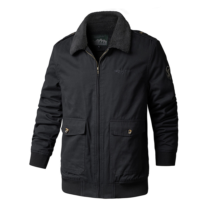 sherpa lining winter cargo jacket full cotton over coat outerwear