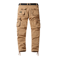 solid color full cotton mens cargo pants multi pocket hiking long pants