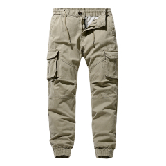 pure color full cotton mens cargo pants multi pocket hiking long pants