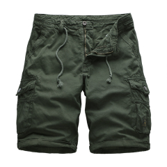 pure color full cotton mens cargo shorts multi pocket leisre shorts