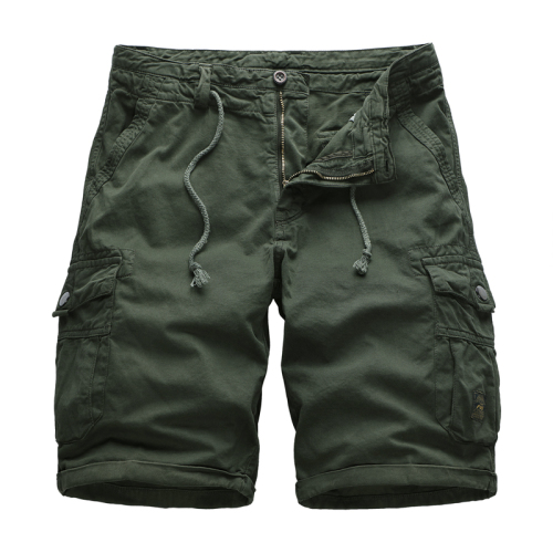 pure color full cotton mens cargo shorts multi pocket leisre shorts